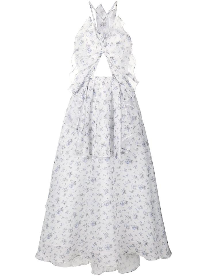 Rosie Assoulin Floral Print Flared Dress, Women's, Size: 8, White, Silk