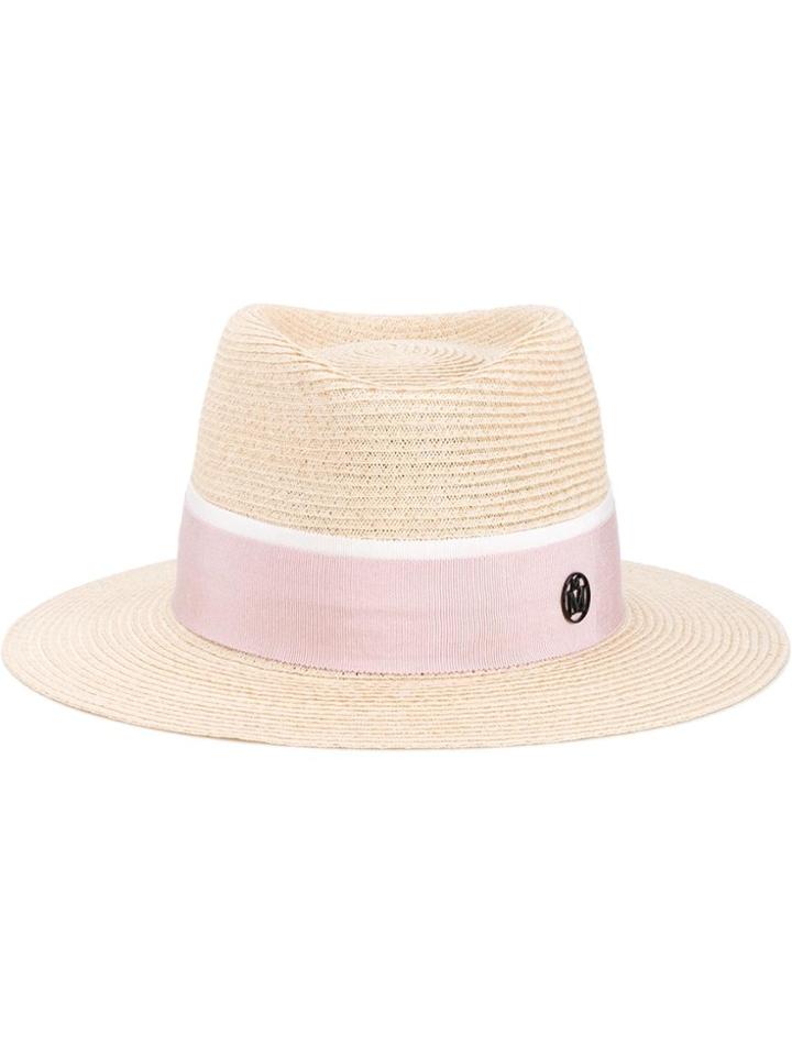 Maison Michel 'andre' Hat With Two-tone Grosgrain Band - Nude &