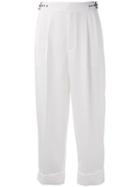 Tom Ford - High Waisted Cropped Trousers - Women - Silk/acetate - 44, Women's, White, Silk/acetate