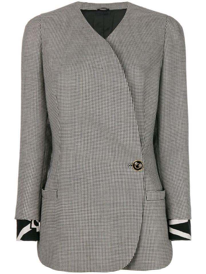 Versace Pre-owned Gingham Checked Jacket - White
