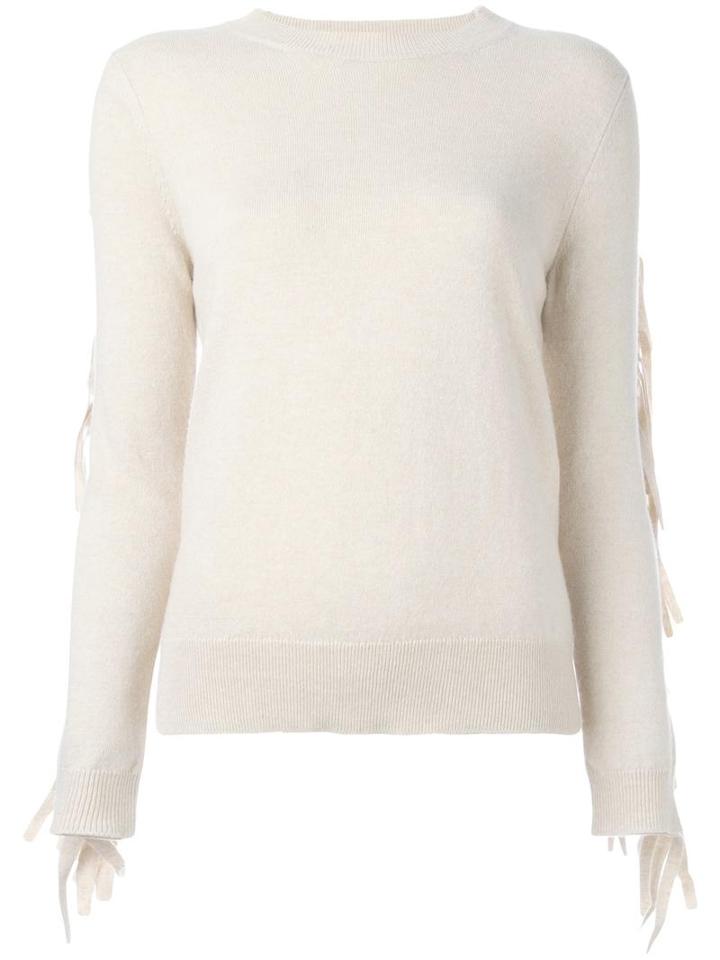 Mm6 Maison Margiela Fringed Sleeve Jumper, Women's, Size: Small, Nude/neutrals, Wool/viscose/polyamide/cashmere