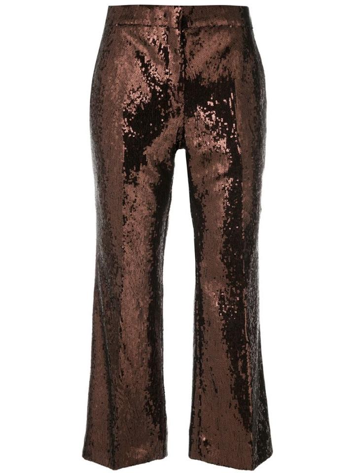 Nº21 Cropped Flare Trousers - Brown