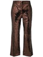 Nº21 Cropped Flare Trousers - Brown