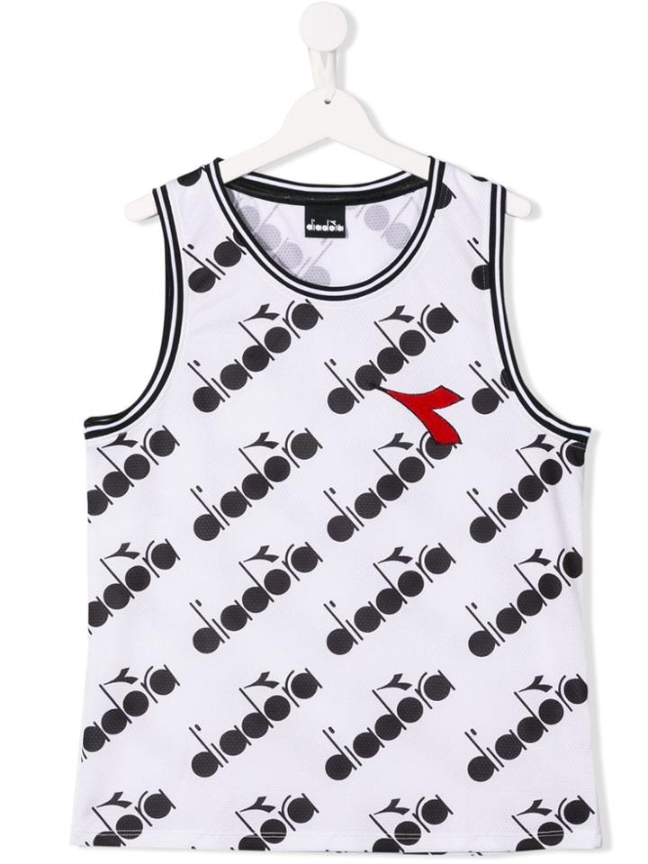 Diadora Junior Teen Logo Print Tank Top - White