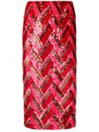P.a.r.o.s.h. Zig-zag Sequined Skirt - Red