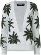 Filles A Papa Sequined Palm Intarsia Cardigan - Grey