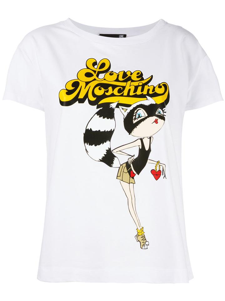 Love Moschino - Logo Print T-shirt - Women - Cotton/spandex/elastane - 44, White, Cotton/spandex/elastane