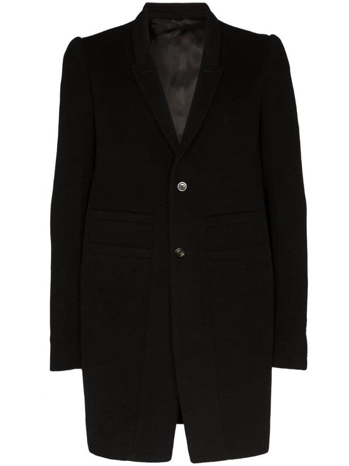 Rick Owens Single-breasted Mid-length Wool Coat - Black