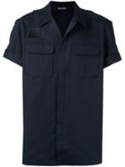 Neil Barrett Concealed Placket Shortsleeved Shirt, Men's, Size: 40, Blue, Cotton