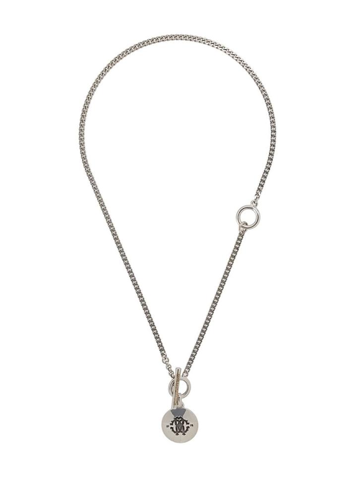Roberto Cavalli Logo Charm Necklace - Silver