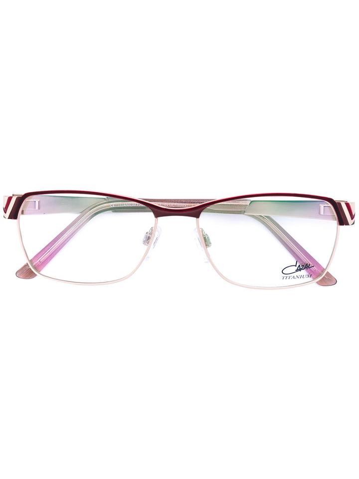 Cazal - Enamelled Rectangle Frame Glasses - Women - Titanium/acetate - 53, Pink/purple, Titanium/acetate