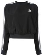 Adidas Three Striped Cropped Sweatshirt, Women's, Size: 42, Black, Polyester