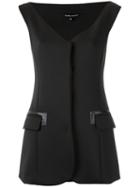 Gloria Coelho - V Neck Waistcoat - Women - Polyester/spandex/elastane - 40, Black, Polyester/spandex/elastane