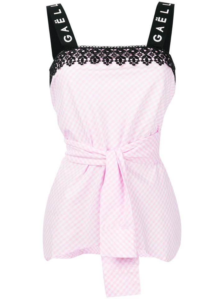 Gaelle Bonheur Checked Top - Pink & Purple