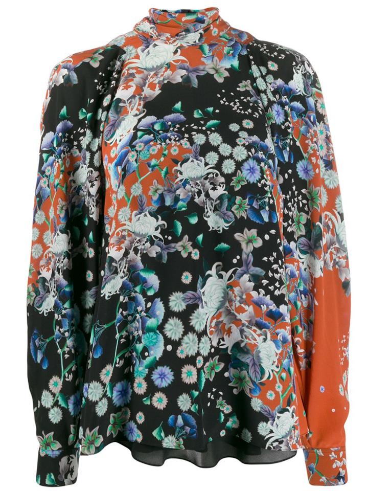 Givenchy Floral Turtle Neck Blouse - Red