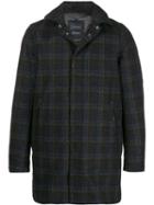 Herno Check Hooded Coat - Blue