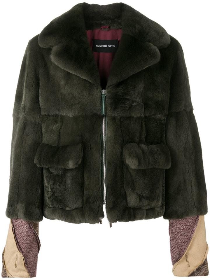 Numerootto Oversized Collar Zip Jacket - Green