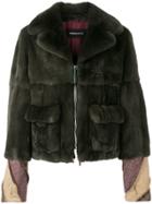 Numerootto Oversized Collar Zip Jacket - Green