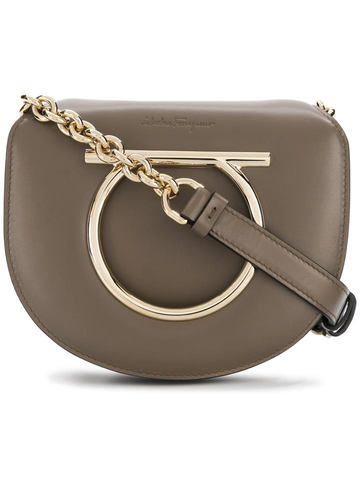 Salvatore Ferragamo Gancio Saddle Bag - Grey