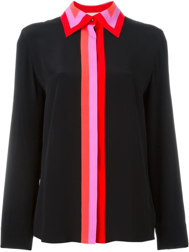 Roksanda Contrast Collar Shirt, Women's, Size: 8, Black, Acetate/polyamide/silk