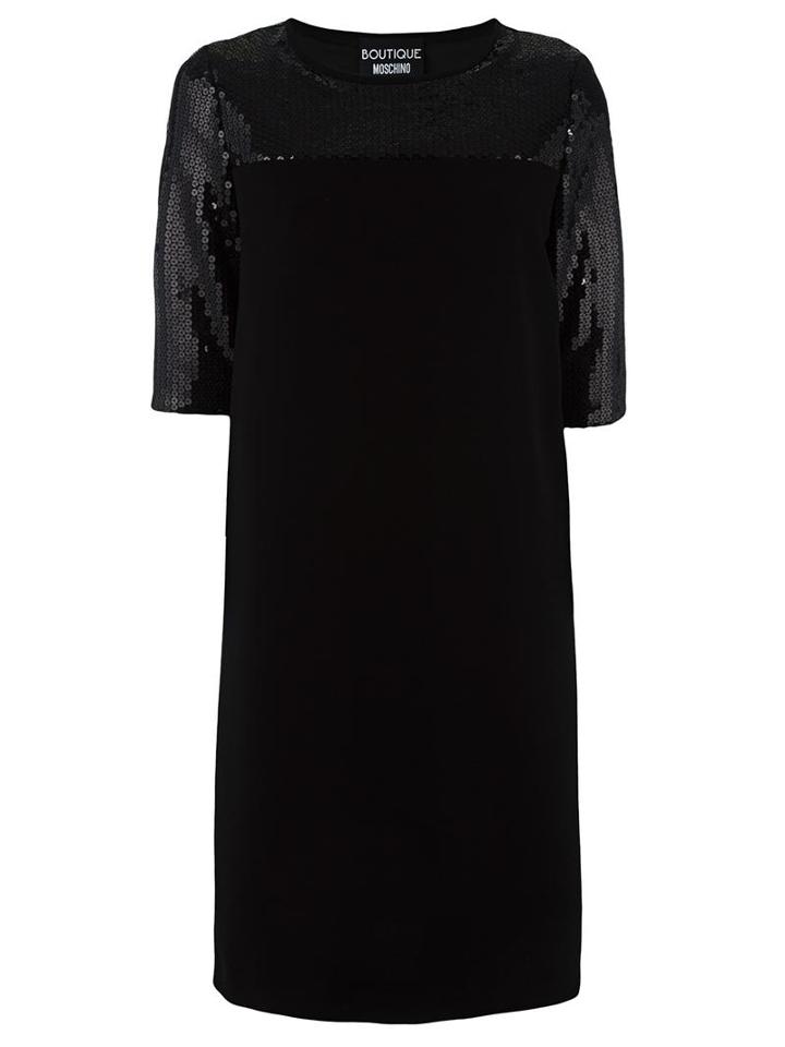 Boutique Moschino Sequin Embellished Panel Dress, Women's, Size: 44, Black, Polyester/acetate