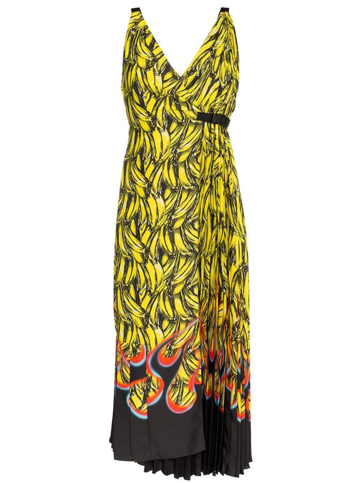 Prada Sleeveless Banana Flame Print Dress - Yellow & Orange