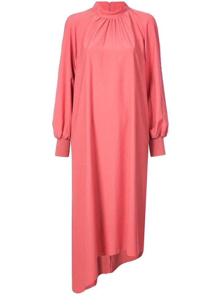 Tibi Twill Buckle Asymmetric Dress - Pink & Purple