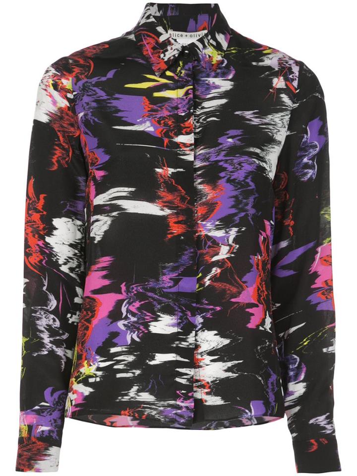 Alice+olivia Graphic Print Blouse - Black