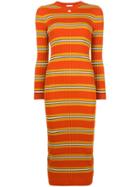 Courrèges Striped Fitted Knitted Dress - Orange