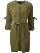 Steffen Schraut Belted Panelled Coat, Women's, Size: 36, Green, Goat Suede