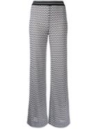 Missoni Zig-zag Flared Trousers, Size: 38, White, Cotton/nylon/polyester/viscose