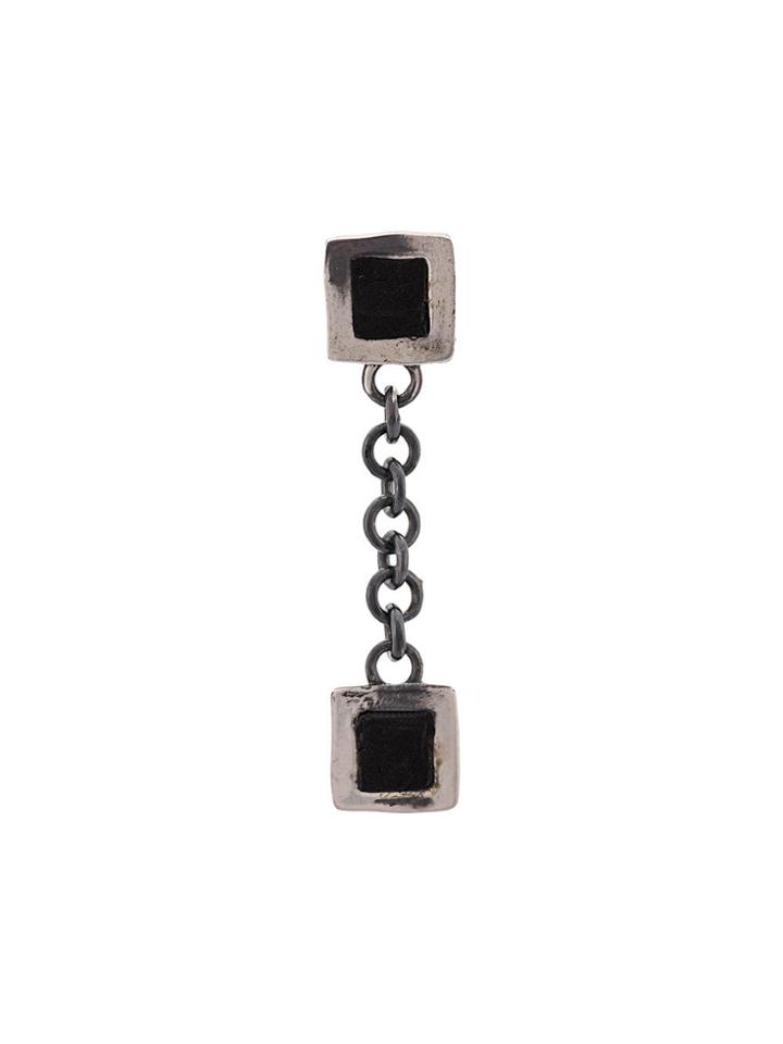 Guidi Square Charm Earring - Silver