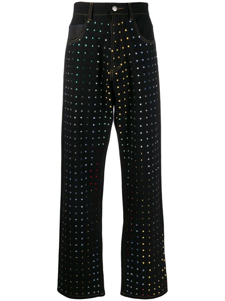 Koché Flared Jeans With Embellishments - Black