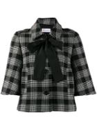 Red Valentino Redvalentino Cropped Checked Jacket - Black