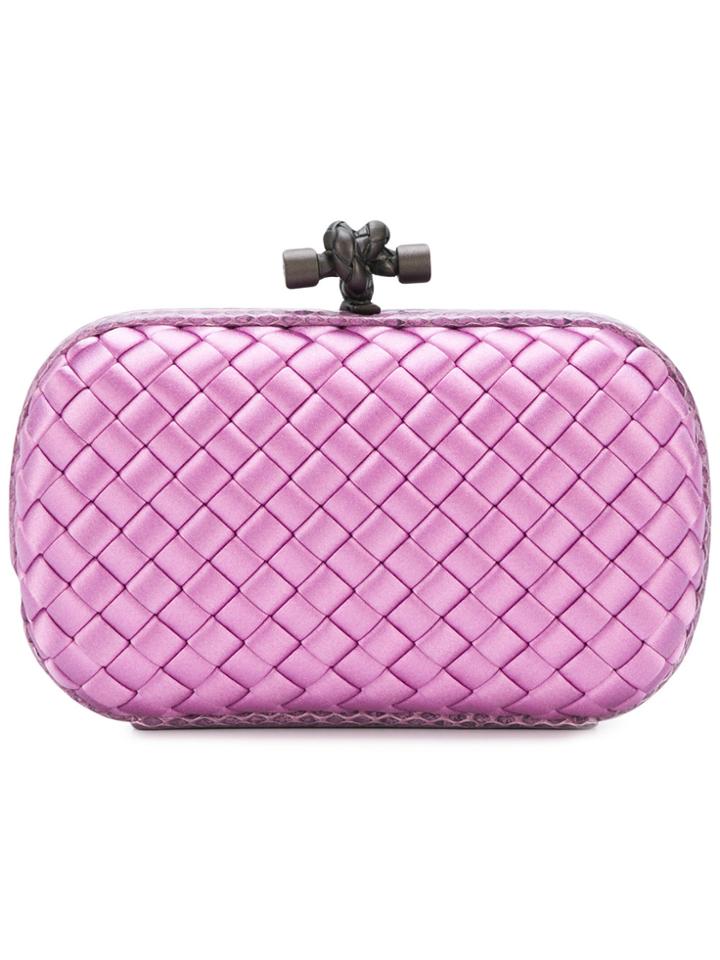 Bottega Veneta Intrecciato Knot Clutch - Pink & Purple