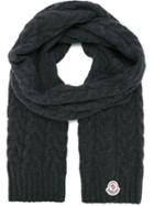 Moncler Cable Knit Scarf, Men's, Grey, Virgin Wool