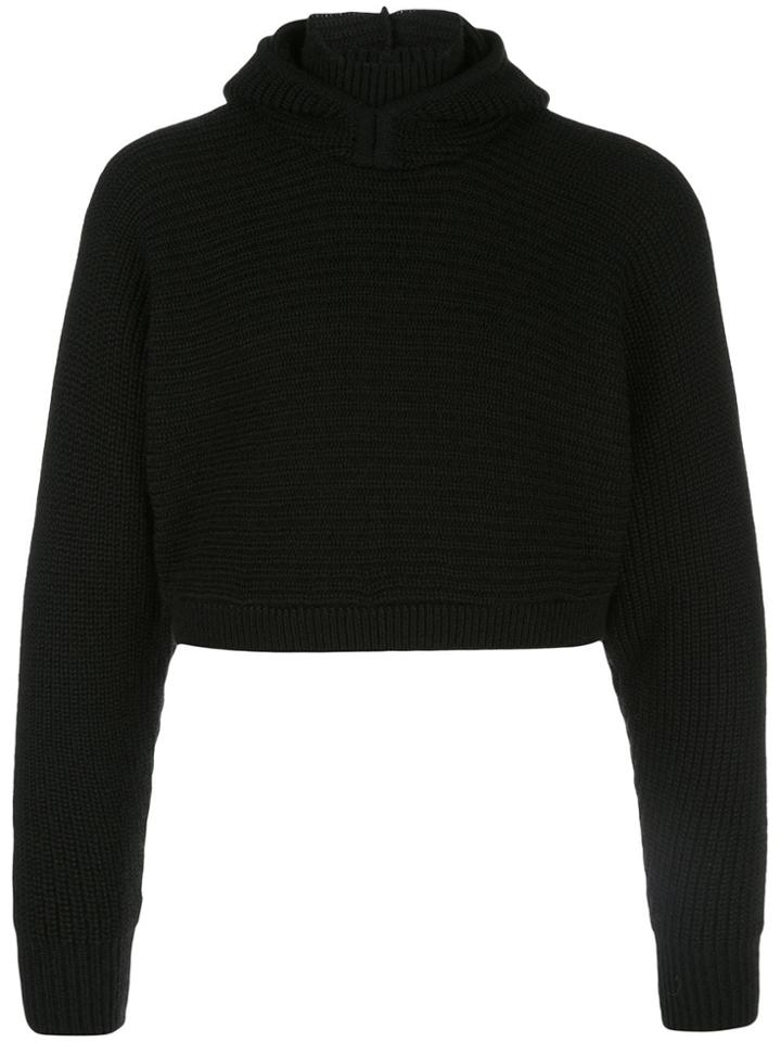 Anton Belinskiy Cropped Knit Hoodie - Black