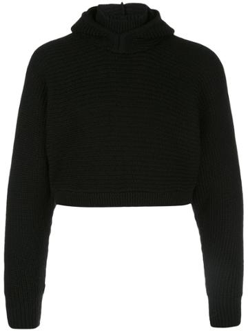 Anton Belinskiy Cropped Knit Hoodie - Black