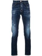 Frankie Morello Distressed Regular-fit Jeans - Blue