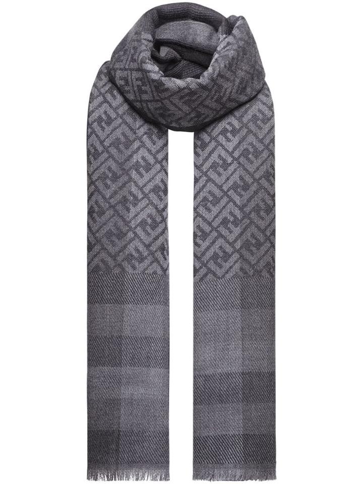 Fendi Ff Embroidered Scarf - Black