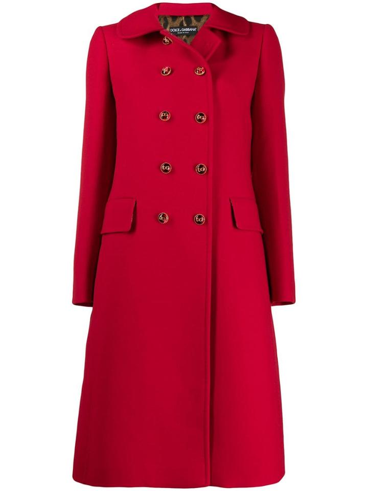 Dolce & Gabbana Double Breasted Midi Coat - Red