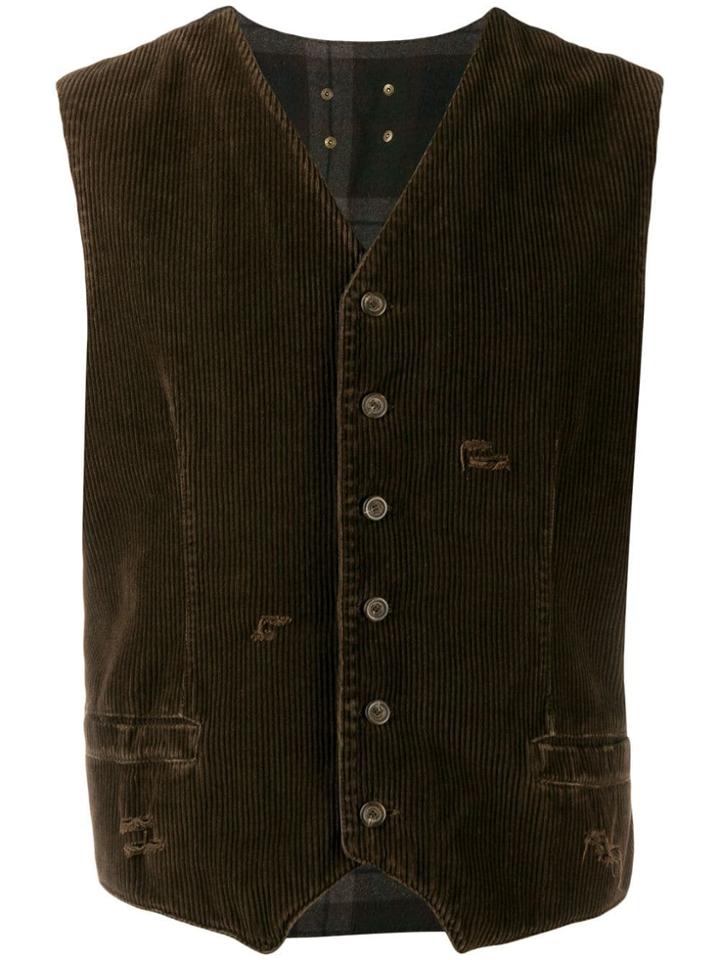 Dolce & Gabbana Pre-owned 1990's Checked Panel Buttoned Vest - Brown