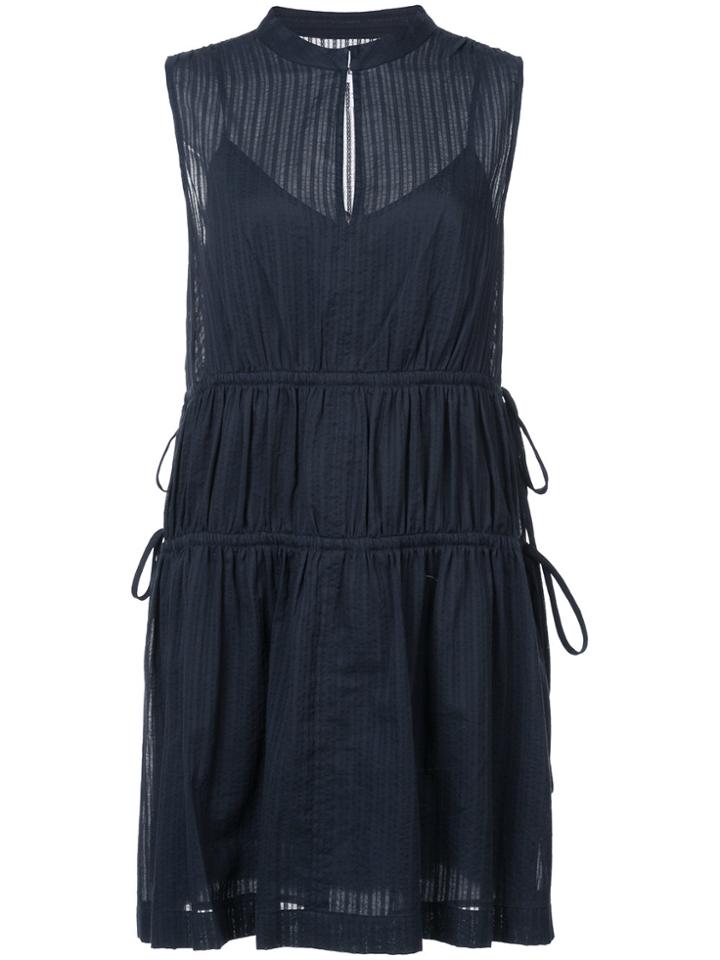 Derek Lam 10 Crosby Short Sleeve Dress With Tie Detail - Blue