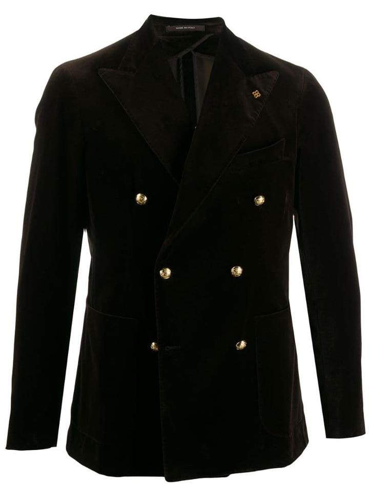 Tagliatore Double-breasted Velvet Blazer - Brown