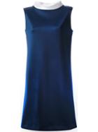 Courrèges Contrasting Collar Shift Dress, Women's, Size: 40, Blue, Nylon/polyester/spandex/elastane