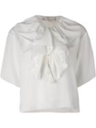 Chloé Ruffled Neck Blouse, Women's, Size: 34, White, Silk