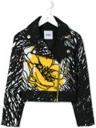 Moschino Kids Flower Print Biker Jacket, Girl's, Size: 10 Yrs, Black