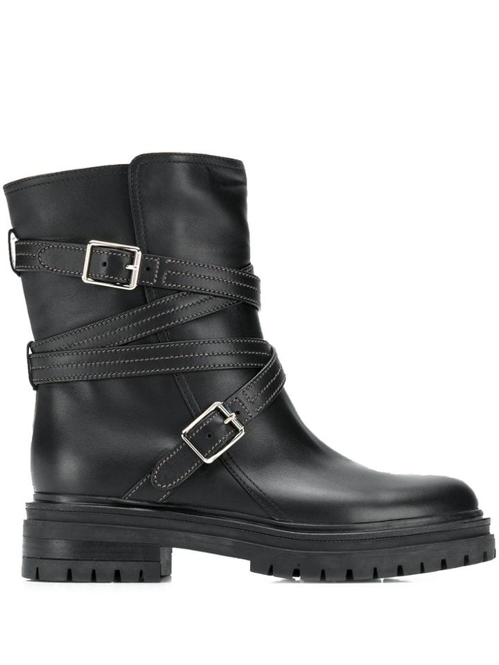 Gianvito Rossi Buckled Military Boots - Black