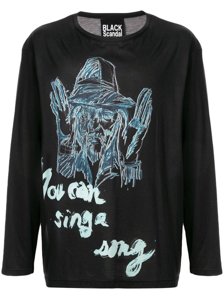 Yohji Yamamoto Graphic-print Jersey T-shirt - Black