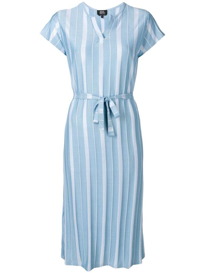 A.p.c. Striped Midi Dress - Blue
